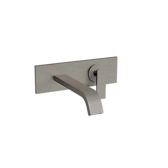 Monomando para lavabo a pared Vertika titanium. Incluye contra de push sin rebosadero 5 L Ecolvex