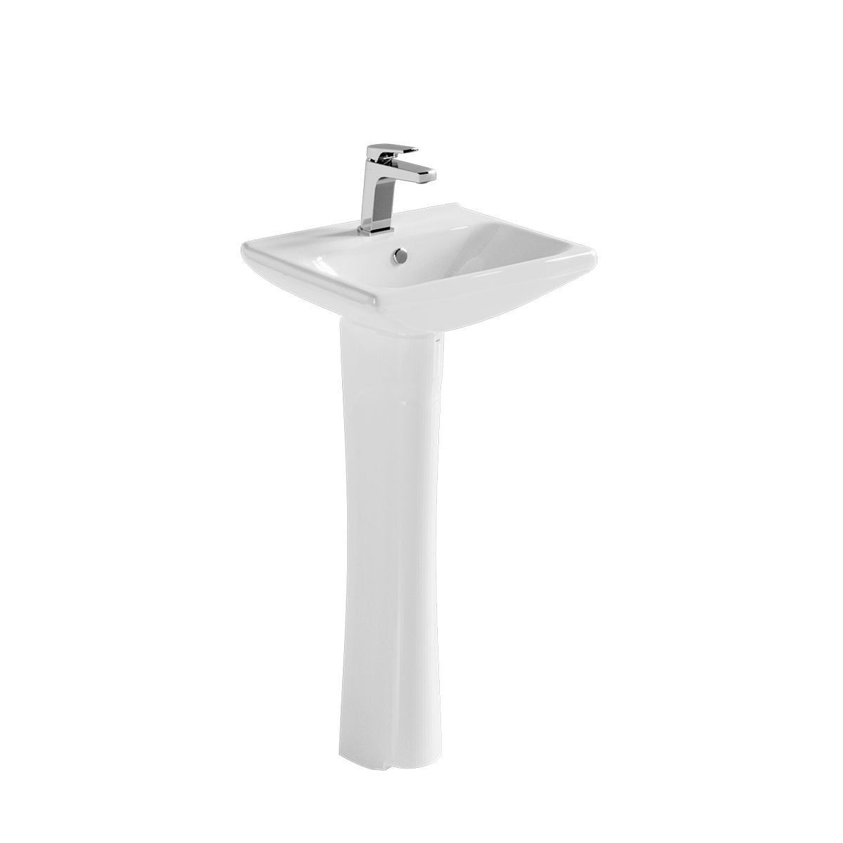Monomando de lavabo Quadratta con Lavabo de pedestal Talas.
